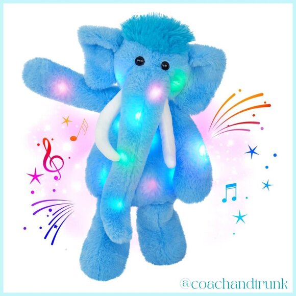 LED Light Musical Elephant Blue Soft Fluffy Stuffy Plushie NEW WITH TAGS - Picture 3 of 8
